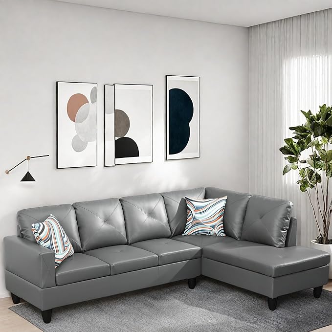 L Shaped Couch, Modular Sectional Sofa with Chaise, Modern Modular Sofas Furniture Sofa Couches for Living Room/Apartment/Office/Bedroom, Dark Grey