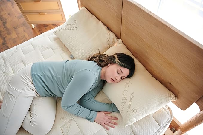 Naturepedic Organic Latex Pillow - Queen Bed Pillow with Soft Comfort - Luxury Pillow with Adjustable Fill for Comfortable Sleeping, Back Support and Neck Pain Relief