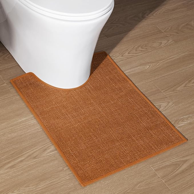 chakme Bathroom Rugs Mat U-Shaped 24x17, Ultra ThinNon Slip Bath Mat Small Quick Dry Absorbent Bath Matfor Bathroom Floor, (Orange, U-24"x17")