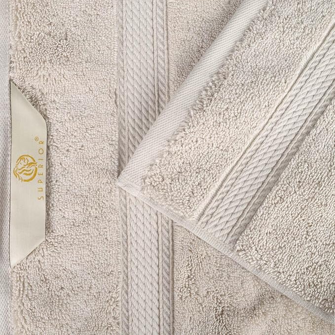 SUPERIOR Egyptian Cotton Pile 9 Piece Towel Set, Includes 3 Bath, 3 Hand, 3 Face Towels/Washcloths, Ultra Soft Luxury Towels, Thick Plush Essentials, Guest Bath, Spa, Hotel Bathroom, Stone