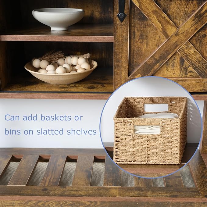 Farmhouse Entryway Table, 46" Hallway Table with Sliding Barn Doors, Rustic Sofa Table, Wood Console Table with Storage Shelf for Living Room, Entryway, Foyer (Brown)