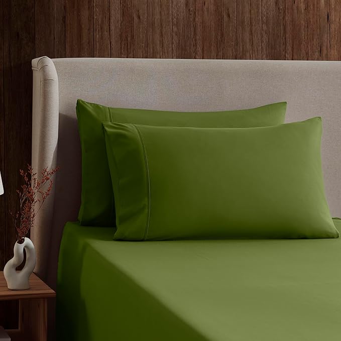 Nestl Twin Sheet Set - 1800 Ultra-Soft Microfiber Twin Bed Sheets - Double Brushed - Deep Pockets - Easy Fit - Extra Soft - 3 Piece Set - Bedding Sheets & Pillowcases (Twin, Calla Green)