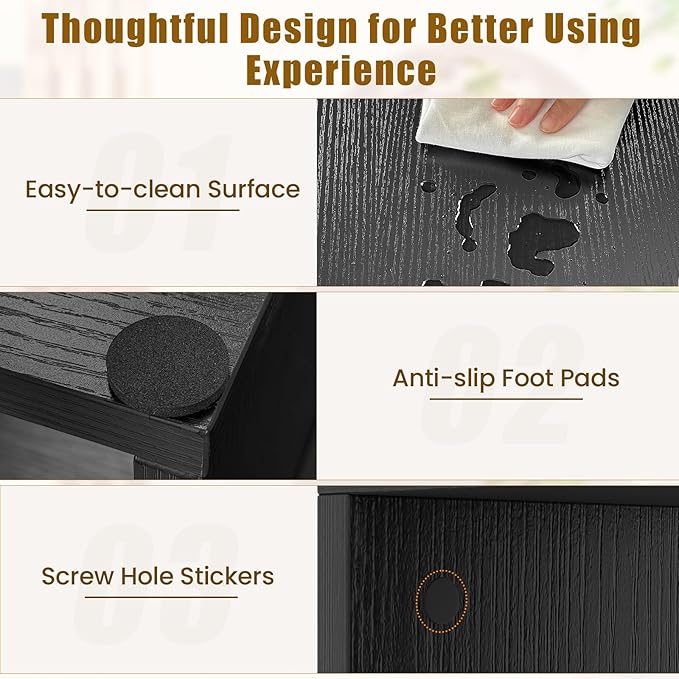 GOFLAME 2 Pieces TV Stand, Modern Entertainment Center for TVs up to 55 Inches, Free Combination Bookcase for Storage & Display, TV Console Table for Living Room, Bedroom, Black