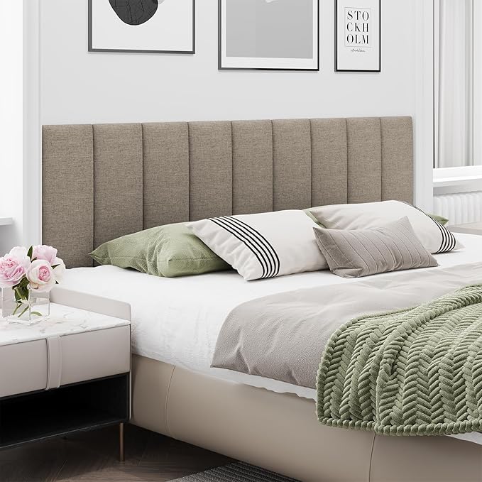 Upholstered Headboard for Full Twin Size Bed, Wall Mounted & Peel and Stick Headboard, Soundproof DIY Wall Panels, Fabric Tufted Head board in Modern Design for Bedroom (6 Panels, Each 23.62"x9.84"）