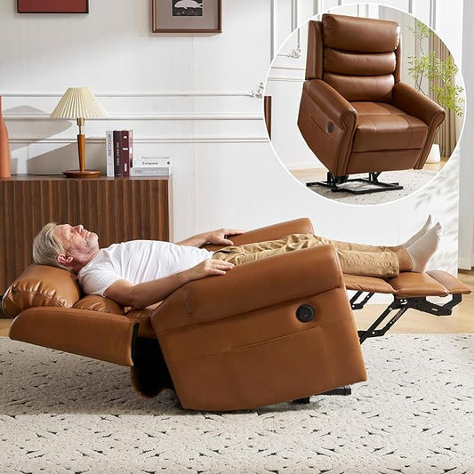 Power Lift Recliner Chair for Elderly with Adjustable Headrest, Oversized Lay Flat Recliner with Massage and Heat,28" Extra Wide Lift Chair for Big and Tall,Infinite Position,Extended Footrest, Camel