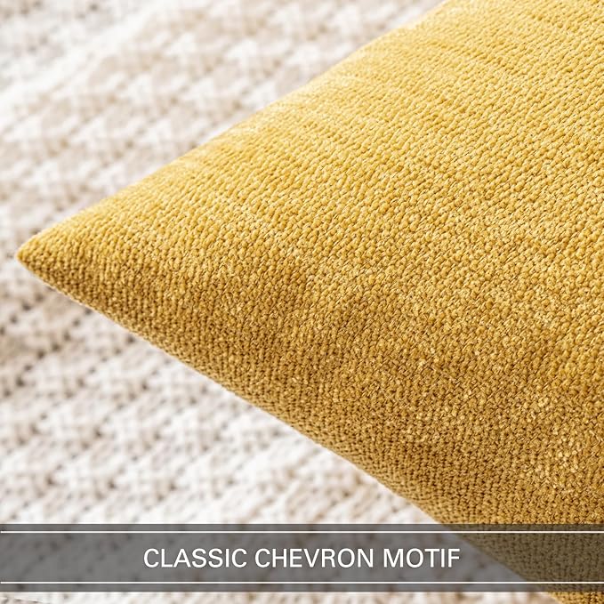 MIULEE Pack of 2 Mustard Yellow Decorative Pillow Covers 20X20 Inch Soft Chenille Couch Spring Throw Pillows Farmhouse Cushion Covers for Home Decor Sofa Bedroom Living Room