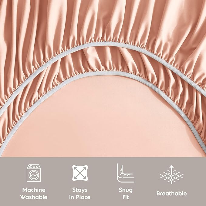 Nestl Full Sheet Set - Luxury 1800 Ultra-Soft Microfiber Full Bed Sheets - Double Brushed - Deep Pockets - Easy Fit - 4 Piece Set - Bedding Sheets & Pillowcases (Full, Peach)