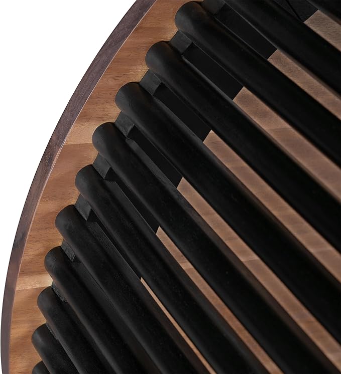 30" Acacia Wood Coffee Table with Wooden Base,Modern Industrial Accent Tables,Round Table for Indoor,Outdoor,Living Room,Lounge,Patio,Natural+Black