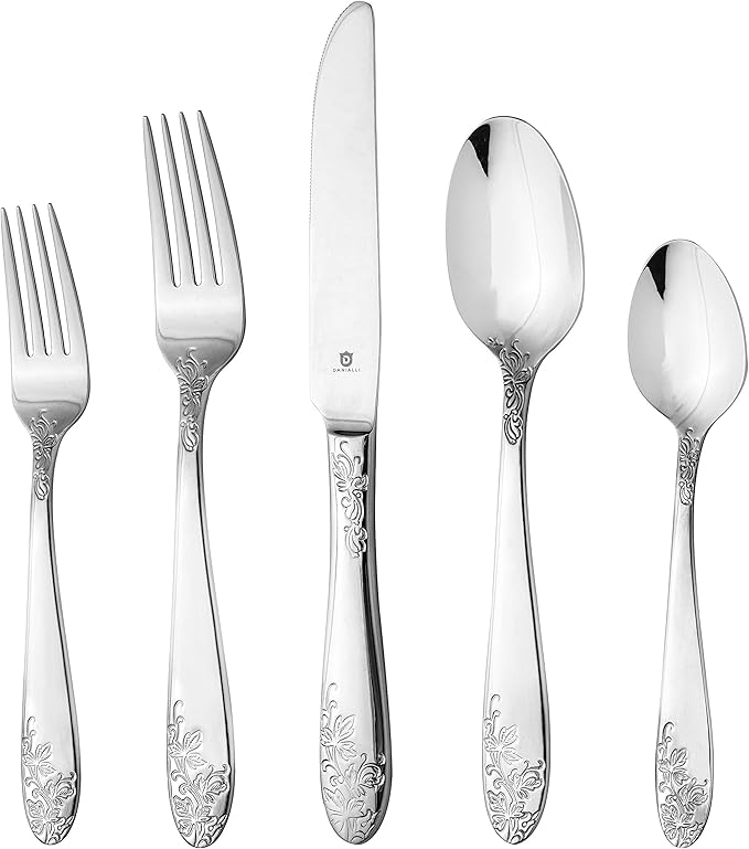 Modern Silverware Set, 18/10 Stainless Steel Flatware, Mirror Finish, Dishwasher Safe, Elegant Cutlery for Home and Dining, Built to Last (20-Piece, Imperial)