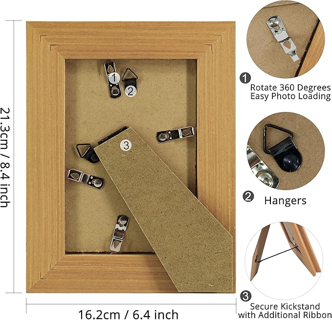 GraduationMall 4x6 Wooden Picture Frames,Real Glass,Wall or Tabletop Display Photo Frames,Oak Set of 2