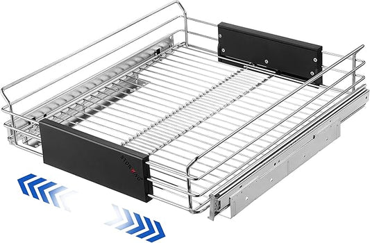 Expandable Pull Out Cabinet Organizer, Slide Out Drawers for Kitchen Cabinets, Heavy Duty Storage Drawers, Chrome Plated Cabinet Wire Shelf, Adjustable Width 12.5~20.2" W x 17.3" D