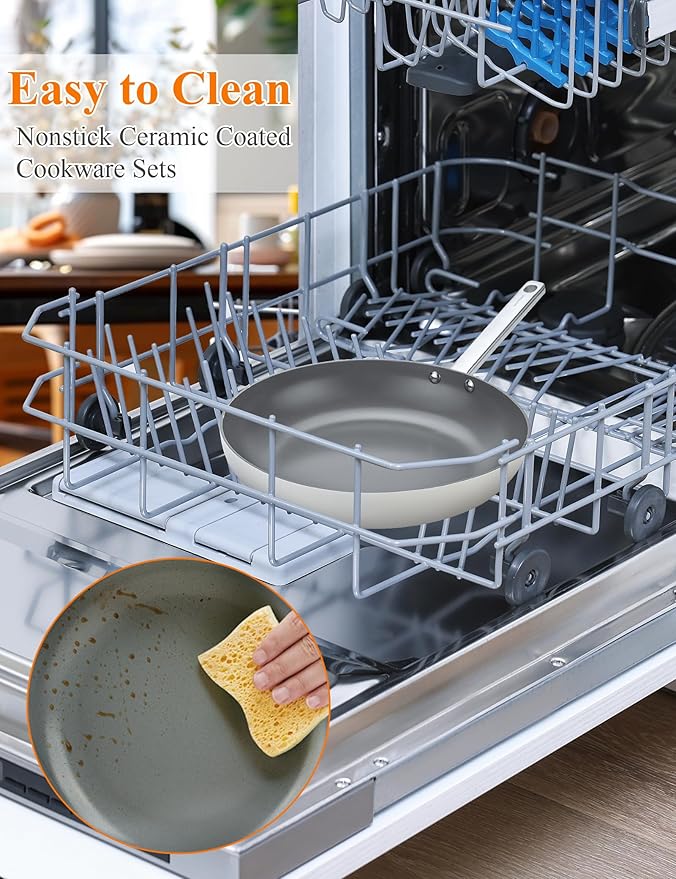 ChefRobot 8 Inch Nonstick Ceramic Frying Pan Healthy Frying Pan Even Heat Distribution Skillet Dishwasher Safe Pan Induction Compatible Ceramic Pan PFOA Free