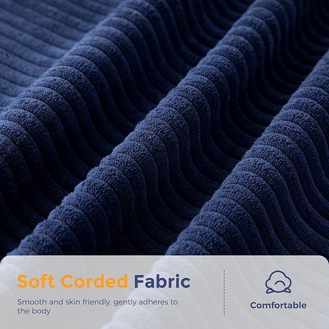 MAXYOYO Bean Bag Chair for Adults, Upholstered Floor Sofa with Armrests, Loveseat Boneless Couch with Tufted Cushion & Backrest, Sofa in A Box, Large Bean Bag Couch for Bedroom Living Room, Navy