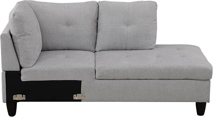 NicBex Sectional Couch 2 Pieces 66.5" L Sofa with Right Chaise Flannel L Shaped Cloud Couch for Living Room Furniture Sets with Cushion, Modular Sofa for Living Room & Small Apartment, Silver Gray