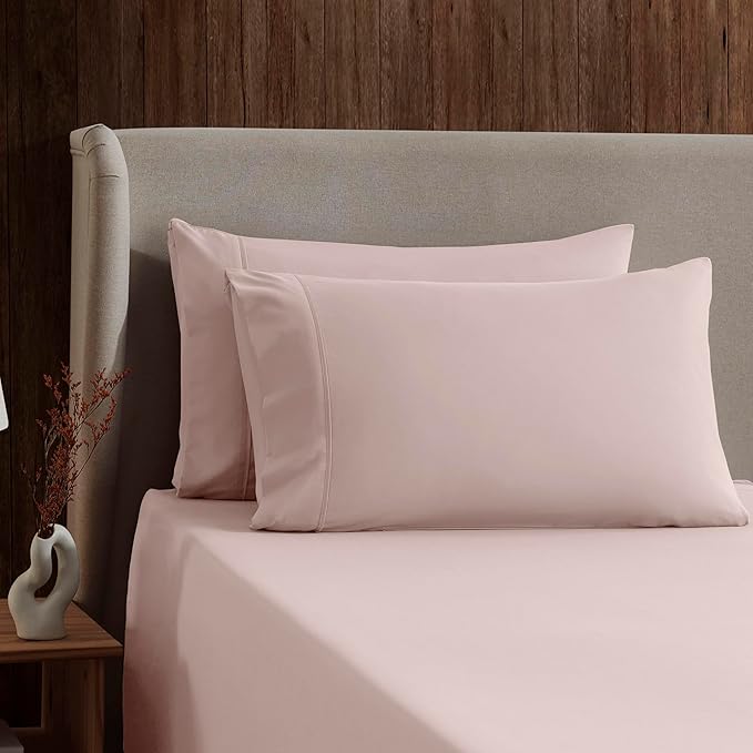 Nestl Split King Sheet Set - 1800 Ultra-Soft Microfiber Bed Sheets - Double Brushed - Deep Pockets - Easy Fit - 5 Piece Set - Bed Sheets & Pillowcases (Split King, Peach Beige)