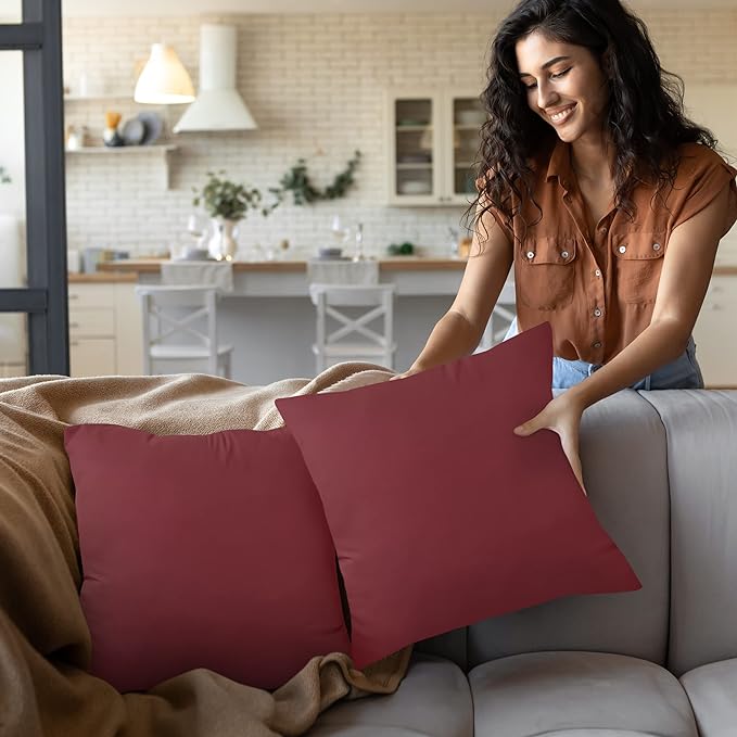 Utopia Bedding Throw Pillows Insert (Pack of 2, Wine Red) - 16 x 16 Inches Bed and Couch Pillows - Indoor Decorative Pillow
