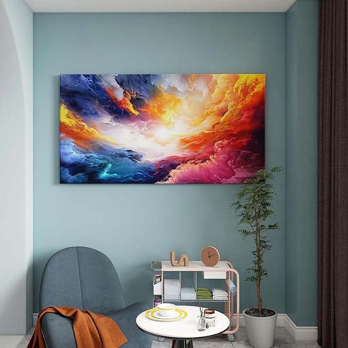 Pogusmavi Framed Colorful Wall Art | Abstract Canvas Art | Pictures for Living Room Wall Decoration | Contemporary Home & Office Decor | Colorful Large Wall Art | Bedroom Decor Aesthetic 24×48in