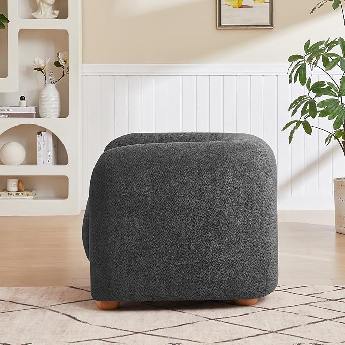 40" Modern Accent Chair Reading Chair Oversized Barrel Chairs for Living Room Bedroom Apartment .(Dark Grey)