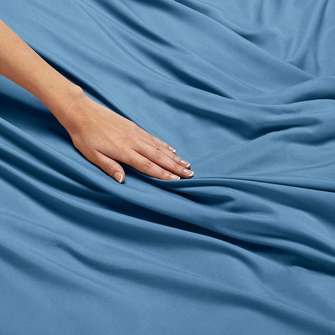 Nestl Split King Sheet Set - 1800 Ultra-Soft Microfiber Bed Sheets - Double Brushed - Deep Pockets - Easy Fit - 5 Piece Set - Bed Sheets & Pillowcases (Split King Size, Blue Heaven)