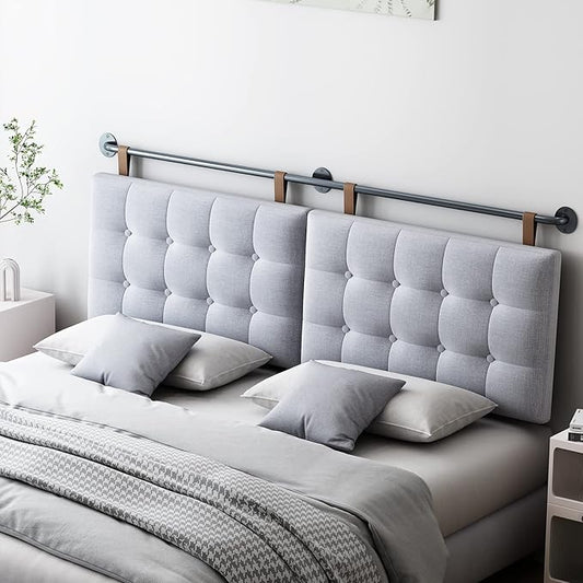 King Headboard Headboards for Adjustable Beds Backboard Wall Mounted Headboard with Gray Button Tufting Hanging Head Board for Bedroom(Gray, King)
