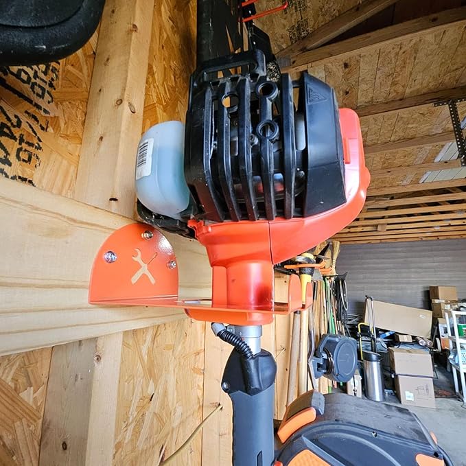 Upgraded Trimmer Rack Wall Mount - 8" Heavy Duty Weed Eater Hanger for Garage Wall Bracket, Garden Power Tool Holder Organizer Hooks for Grass Trimmer, Hedge Trimmer, Leaf Blower and Chainsaw, 1 Pack