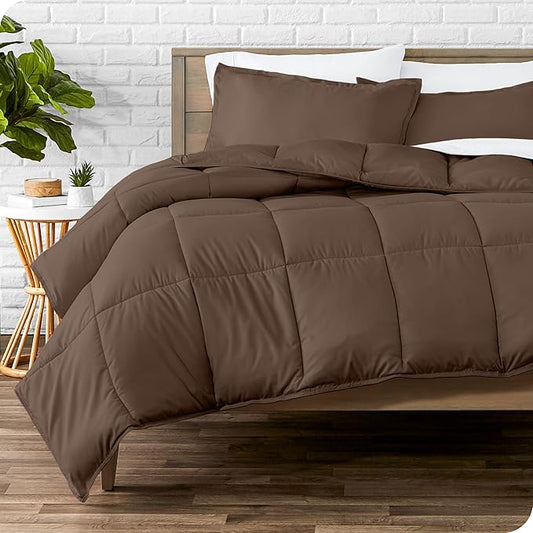 Bare Home Comforter Set - Queen Size - Ultra-Soft - Goose Down Alternative - Premium 1800 Series - All Season Warmth (Queen, Cocoa)