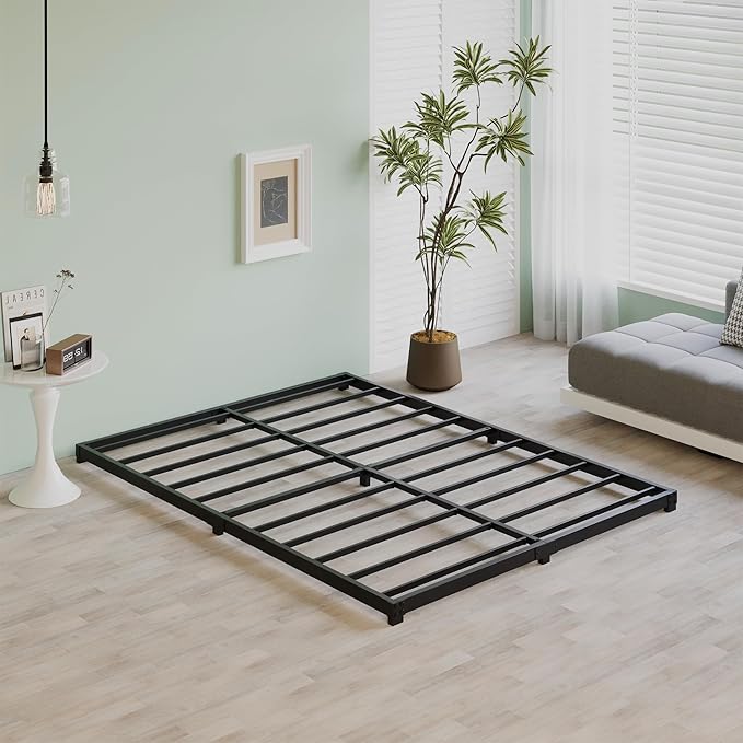 3 Inch Low King Bed Frame Heavy Duty Metal Platform, No Box Spring Needed, Easy Assembly Mattress Foundation, No Noise, Black