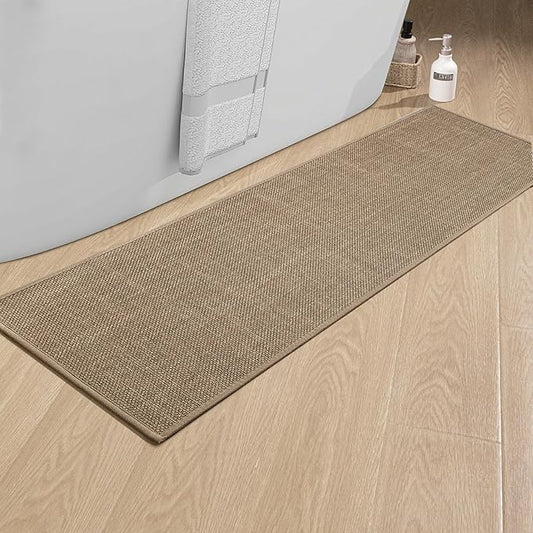 chakme Bathroom Rugs 59x17, Ultra Thin Non Slip Bath Mat Runner Quick Dry Absorbent Bath Mat for Bathroom Floor, (Dark Beige, 59"x17")