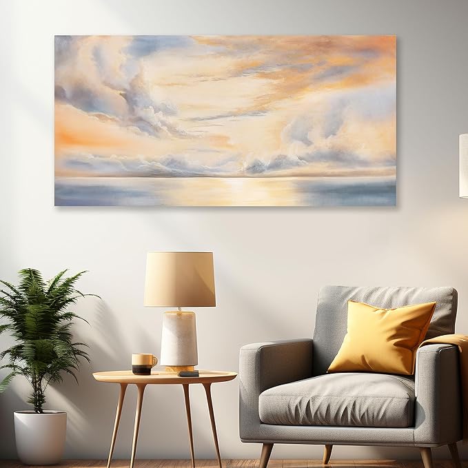 Glvzygy Abstract Wall Art Nature Scenery Wall Decor Sky Clouds Sunset Wall Art Prints Canvas Painting Wall Decor Artwork for Home Room Bathroom Living and Office Home Decor Wall 24"x48"