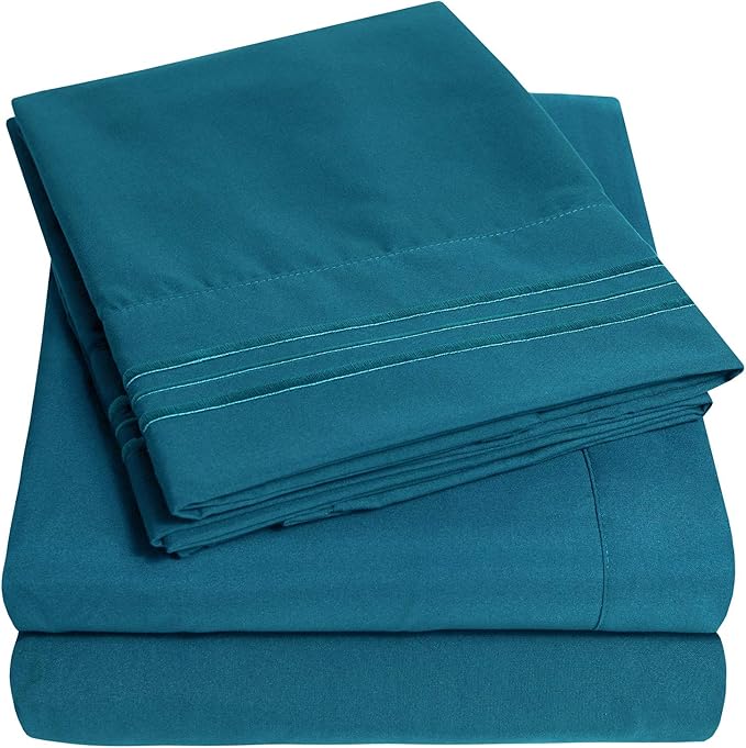 1500 Supreme Collection Extra Deep Pocket Sheets Set - Luxury Soft Bed Sheets, Wrinkle Free, Bedding, Over 40 Colors, 21 inch Extra Deep Pocket, Queen, Teal