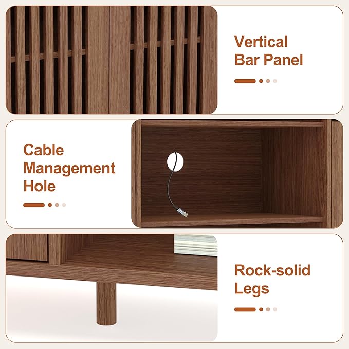 Entertainment Center with Bookshelves, Farmhouse TV Stand for 70 Inch TVs, TV Stands for Living Room w/Adjustable Shelves & Storage Cabinet, Modern Console Cabinet for Bedroom Home Theater