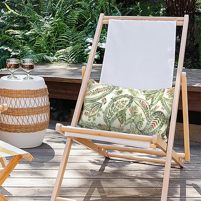 Outdoor Lumbar Pillow Covers 12”x20”, Rectangle Throw Pillow Covers for Patio Furniture, Decorative Lumbar Cushion Case for Garden Balcony Couch Office Chair, Pack of 2,Faylinn Shadow Paisley