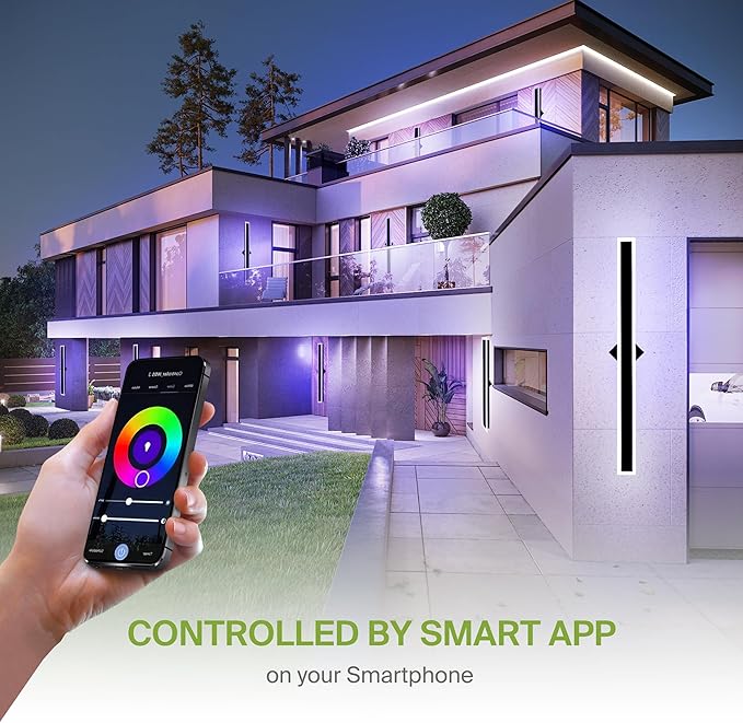 ASD LED 48" Long Wall Mount Light Fixture, Outdoor & Indoor Linear Sconce | RGBW, Smart, Waterproof, Anti-Rust, ETL Listed | 36W 1900LM 2700-6500K 100-277V | Exterior Porch Lighting | Black