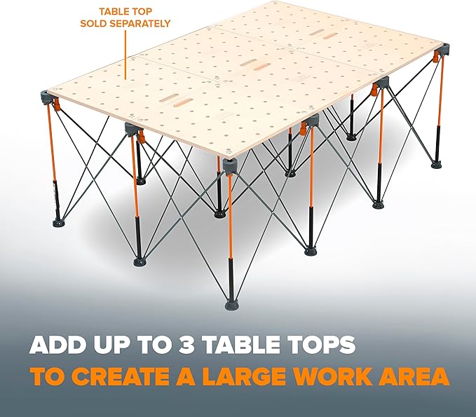 BORA Centipede CK12S 30 inch height Portable Work Stand, Includes 4 X-Cups, 4 Quick Clamps, Carry Bag, Portable Work Support Sawhorse, 4Ft x 6Ft, 30 inch work height, 4500lb weight capacity