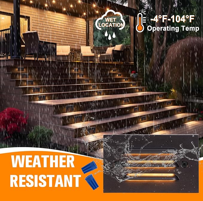 CLOUDY BAY 5CCT 12V 4W Low Voltage LED Step Light with Horizontal Louvered Faceplate for Steps Decks Stairs,Outdoor Stair Lights,Wet Locations,6 Pack,Oil Rubbed Bronze