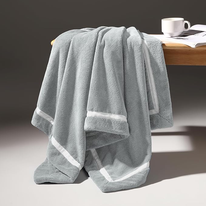 REDKISS Soft 4 Piece Bath Towel Set - 2 Handtowels, 2 Bathtowels | Super Absorbent, No Lint & No Fading,Ultra-Fiber Coral Fleece | Perfect for Bathroom, Spa, Gym | Family & Adults-Grey Gray Sets