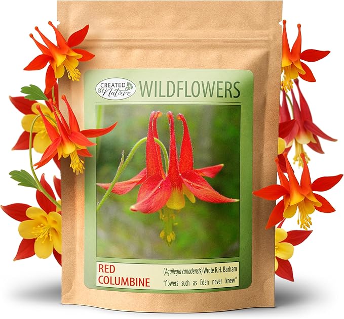 Created By Nature Red Columbine Flower Seeds, 1,450 Seeds, Perennial Wildflowers