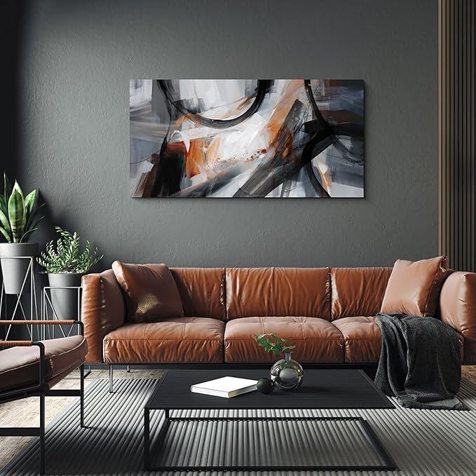 KLAKLA Large Wall Art - Abstract Canvas Wall Decor Modern Print Picture Artwork for Living Room Office Bedroom Home Decor - 48x24 Inches
