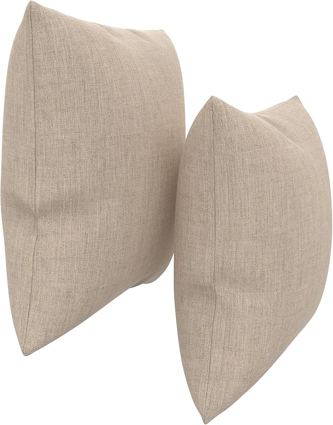 Covers & All Sunbrella Outdoor Throw Pillows, Pack of 2 Water Resistant & UV Fade Resistant Premium Square Throw Pillows (Inserts with Covers) for Indoor & Outdoor Use,18" x 18" Cast Ash