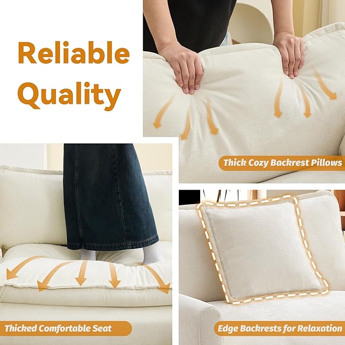 41'' Modern Chenille Oversized Chair, Upholstered Accent Living Room Chair with Extra Thicked Deep Seat, Single Lounge Chair for Bedroom, Small Apartment, Beige