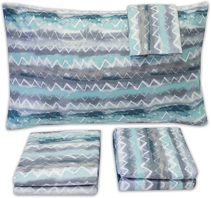 1500 Supreme Collection Extra Soft Summerset Ocean Vibe Chevron Pattern Sheet Set - Luxury Bed Sheets Set with Deep Pocket Wrinkle Free Bedding, Printed Pattern