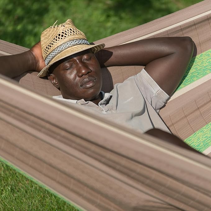 LA SIESTA Flora Classic Cotton Hammock with TreeMount & Straps - Extra Large Patio & Indoor / Outdoor Hammock Bed, 2 Person King Size, Chocolate