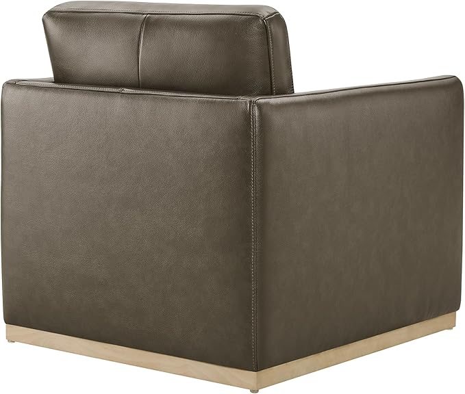 CHITA Genuine Leather Swivel Accent Chair, FSC Certified Mid Century Modern Arm Chair for Living Room and Bedroom, Fully Assembled, Mink Brown