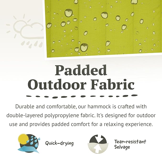 LA SIESTA® Alabama Avocado - Weather-Resistant Quilted Spreader Bar Hammock Size King