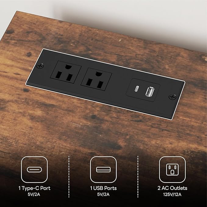 LIKIMIO 43" Tall 5 Drawers Dresser for Bedroom, Power Strip, Farmhouse Large Wood Dressers & Chest of Drawers with Wide Storage Cabinet, Black