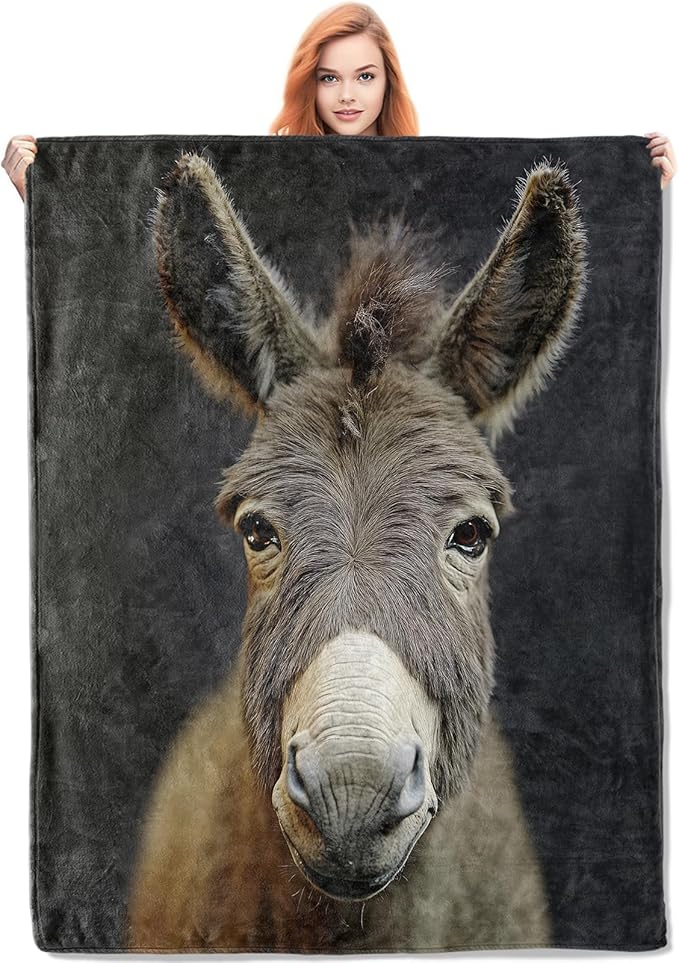 Donkey Flannel Blanket, Donkey Gifts, Animal-Themed Blanket for Women, Soft Lightweight Throw Blankets for Bed Home Travel Decor 50" x 60"