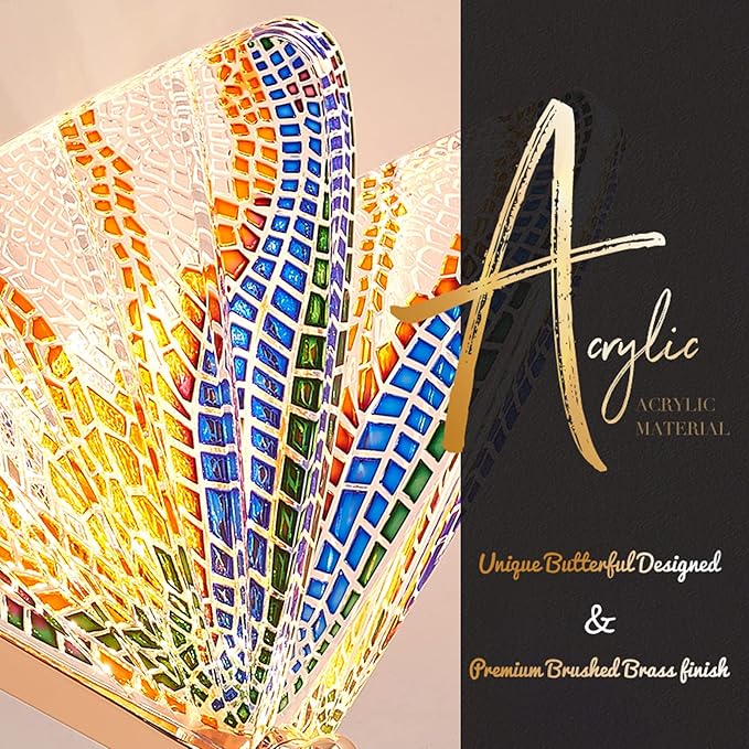 O'NEELDY Floor Lamps for Living Room LED Gold Floor Lamp 65" Tall Modern Floor Lamp with Butterfly Decoration Design,Suitable for Reading,Bedrooms,Offices and Corners