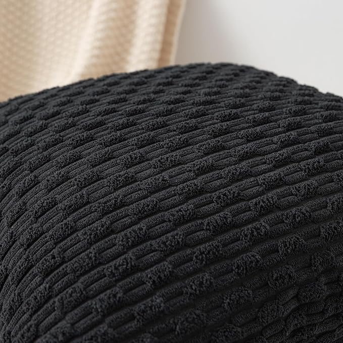 Kevin Textile Pack of 2 Corduroy Decorative Throw Pillow Covers 22x22 Inch Soft Boho Striped Pillow Covers Modern Farmhouse Home Decor for Spring Sofa Living Room Couch Bed Black