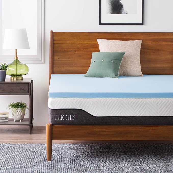 LUCID 2-Inch Ventilated Gel Infused Memory Foam Mattress Topper - Twin XL