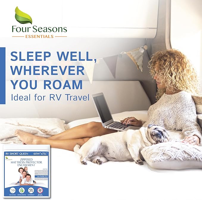RV Short Full Mattress Protector Fits 8"-11" Depth - Zippered Waterproof Bed Bug Three Quarter 3/4 Full Mattress Encasement (48”Wx75 L) - Hypoallergenic Premium Bed Cover Protects from Dust Allergens